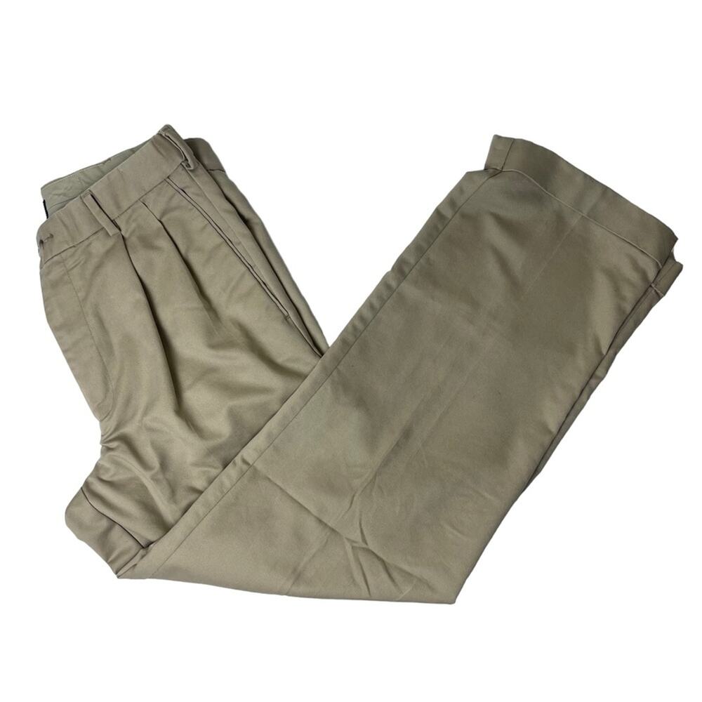 Dockers Premium Relaxed Fit Front Pleat Trousers Khaki Size 30x30